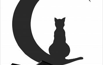 Księżyc ozdoba czarna plexi z plexi 3D Kot na księżycu na ścianę