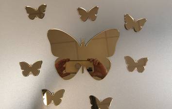 Lusterka motyle z plexi lustro złota duże 8szt