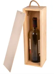 Skrzynka z drewna na wino zasuwana GRAWER napis pudełko