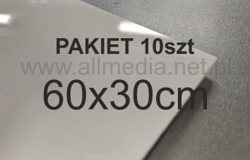 PAKIET 10szt Formatka plexi BIAŁA połysk 3mm 60x30cm