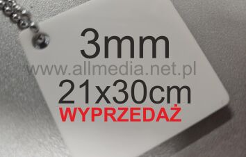 Formatka plexi PMMA biała POŁYSK  3mm 21x30cm WYPRZEDAŻ