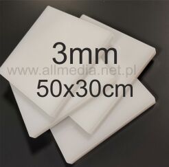 Formatka plexi PMMA mleczna (OPAL) 3mm 50x30cm