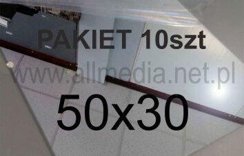 PAKIET 10szt Formatka plexi LUSTRO srebrne 3mm 50x30cm
