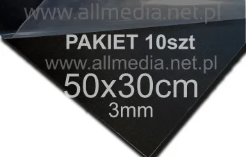 PAKIET 10szt Formatka plexi CZARNA MAT 3mm 50x30cm