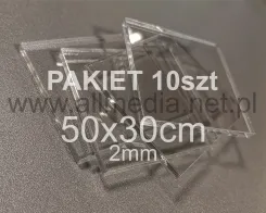 PAKIET 10szt Formatka plexi BEZBARWNA połysk 2mm 50x30cm
