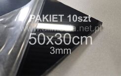 PAKIET 10szt Formatka plexi CZARNA POŁYSK 3mm 50x30cm