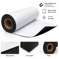 Folia magnetyczna biała 0,7mm szer. 102cm 1mb PROMOCJA