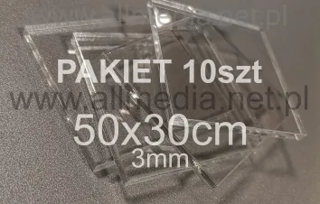 PAKIET 10szt Formatka plexi BEZBARWNA połysk 3mm 50x30cm