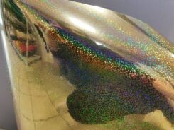 Folia samoprzylepna brokatowa rainbow złota holo 0,61m 50cm