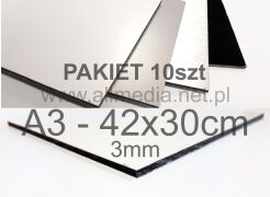 PAKIET 10szt Formatka A3 DIBOND biała mat 3mm 42x30cm